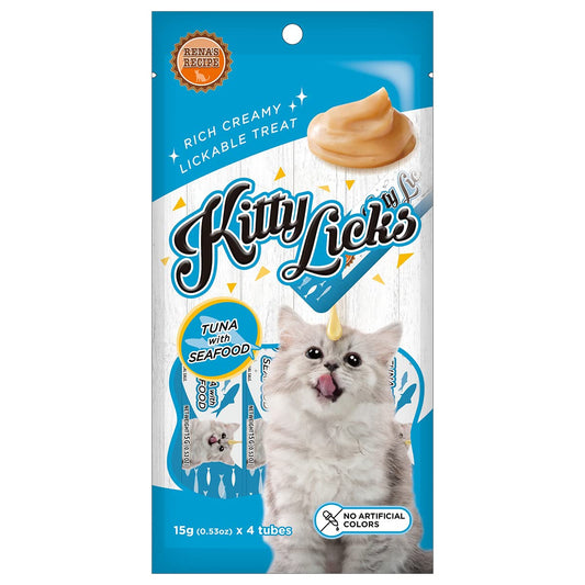 Kitty Licks Tuna with Seafood Flavour | Pack of 4 Tubes