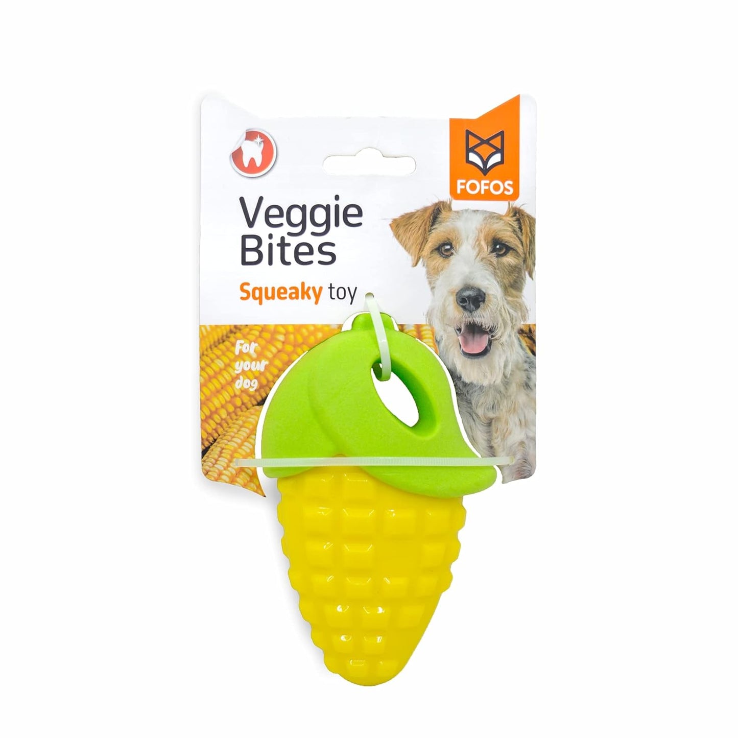 Fofos Vegi-Bites Corn Loud Squeaky Dog Toy