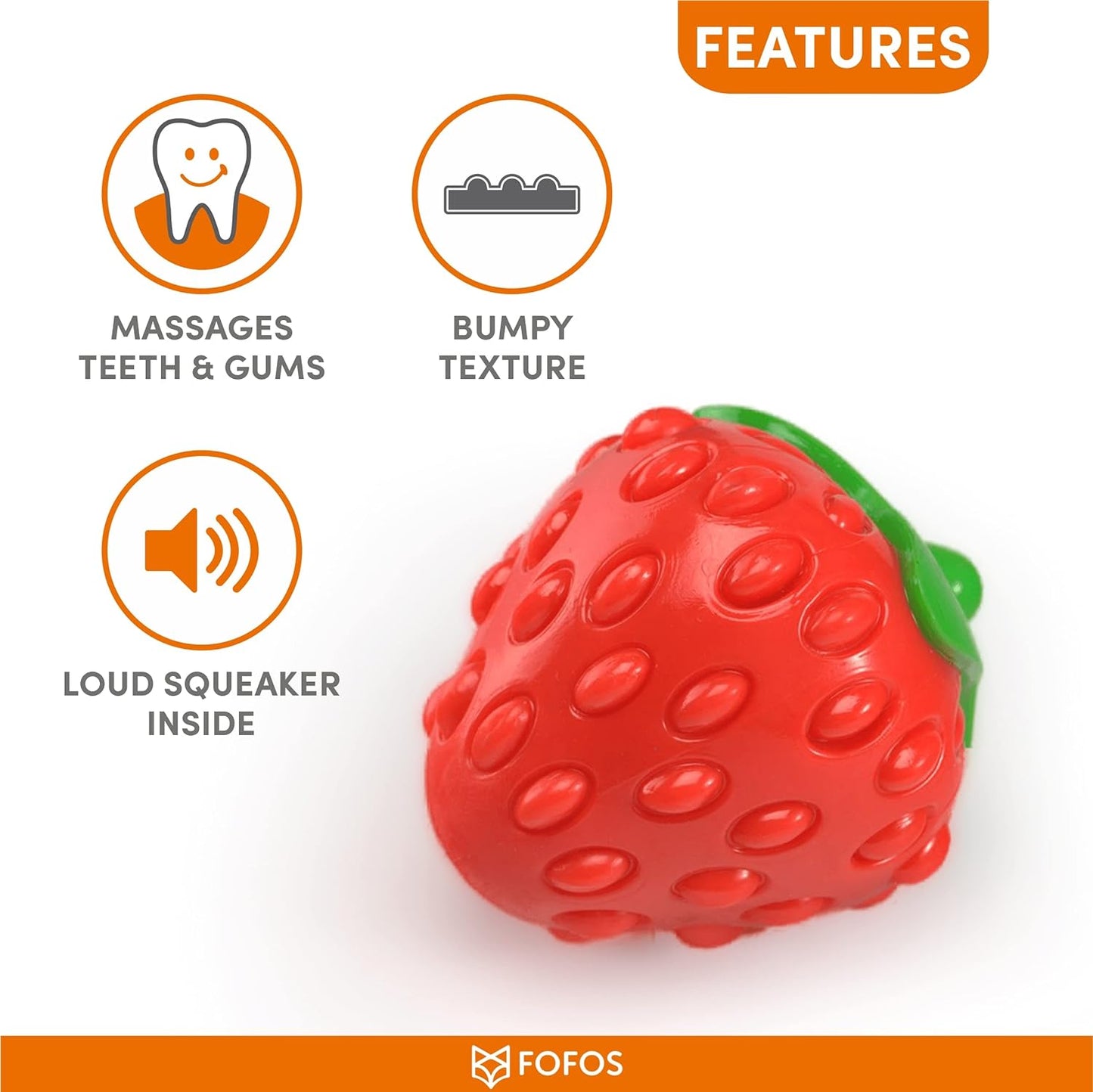 Fofos Tough-Fruit Silent Strawberry Dog Chew Toy