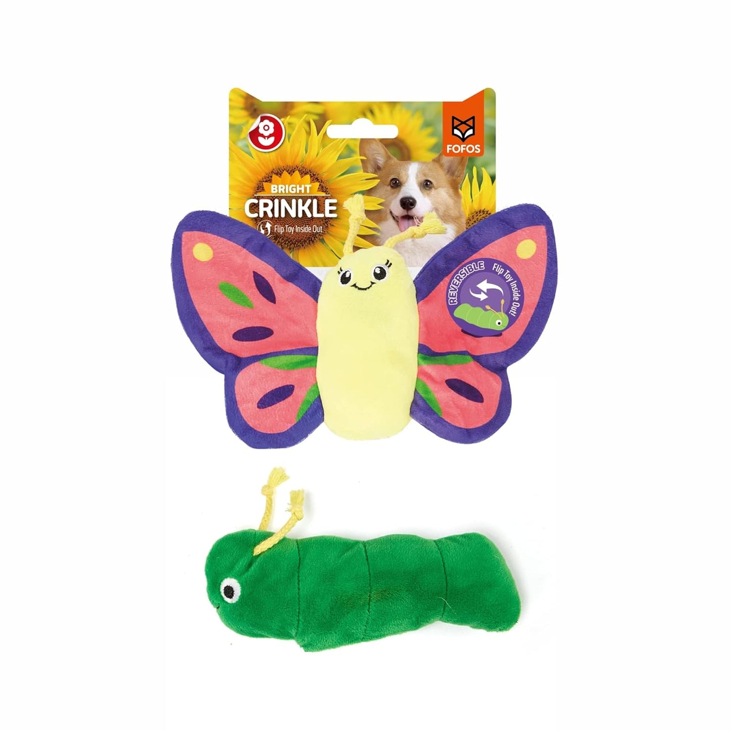 Fofos Butterfly Crinkle Dog Toy