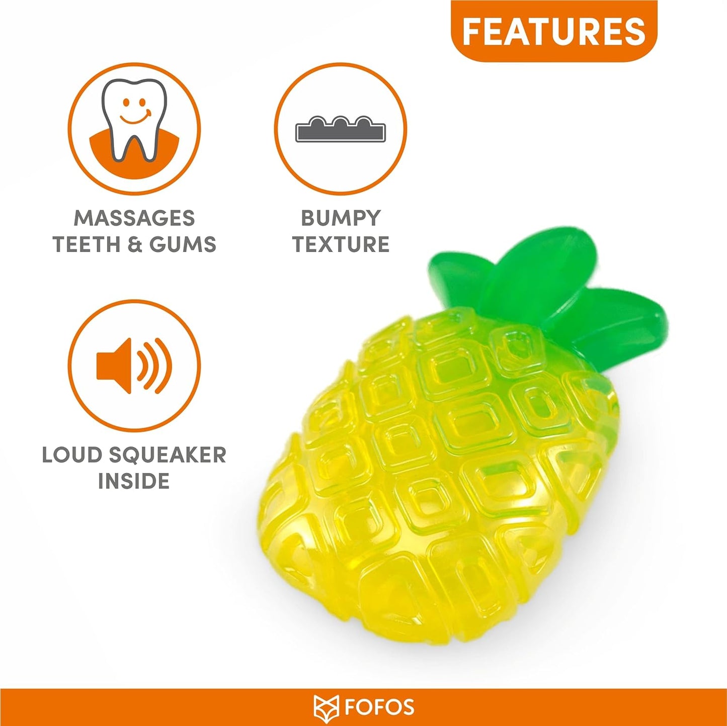 Fofos Tough-Fruit Squeaky Pineapple Dog Toy