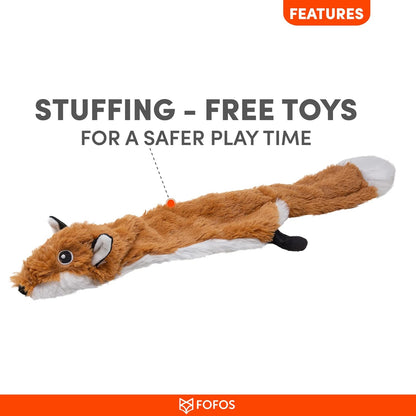 Fofos Skinneez Stuffing Free Fox Squeaky Dog Toy