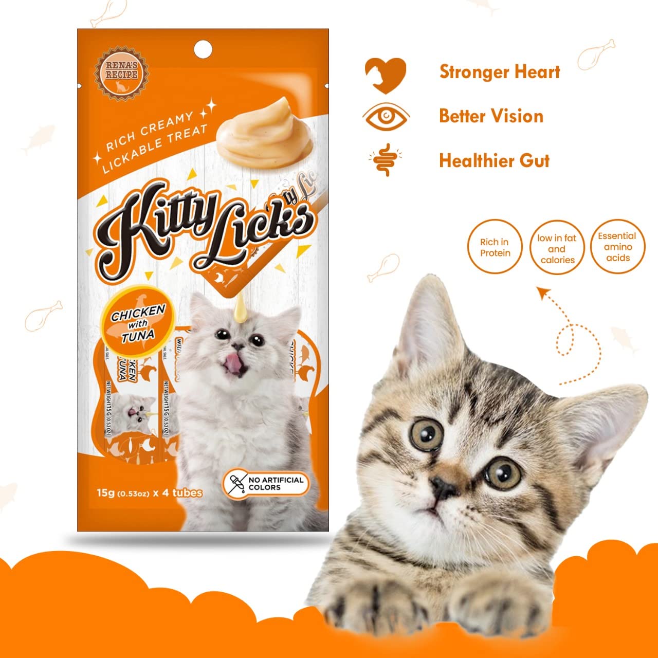 Kitty Licks Chicken with Tuna Flavour | Pack of 4 Tubes