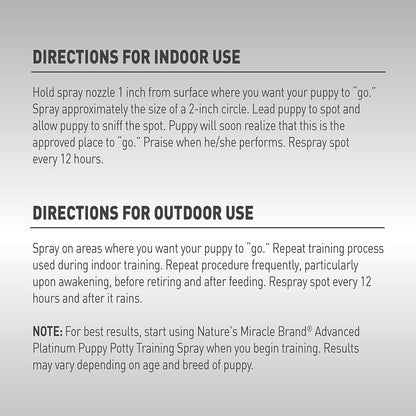 Nature's Miracle Advanced Platinum Puppy Potty Training Spray for Dogs