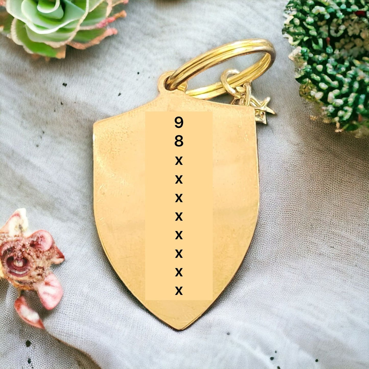 ID Tag - Shield Shaped | 50 mm | Gold