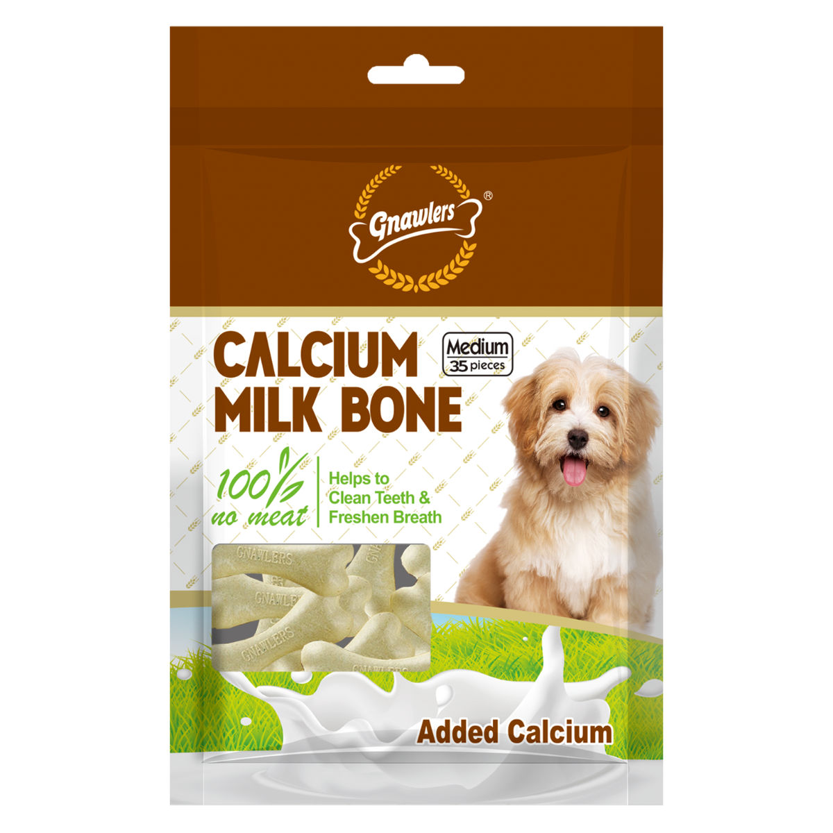 Gnawlers Calcium Milk Bone Medium 35 Pieces